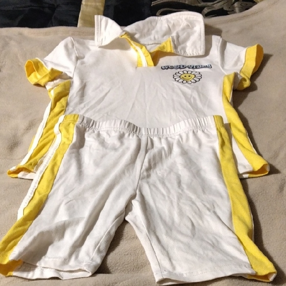 White and Yellow Two-Piece Outfit